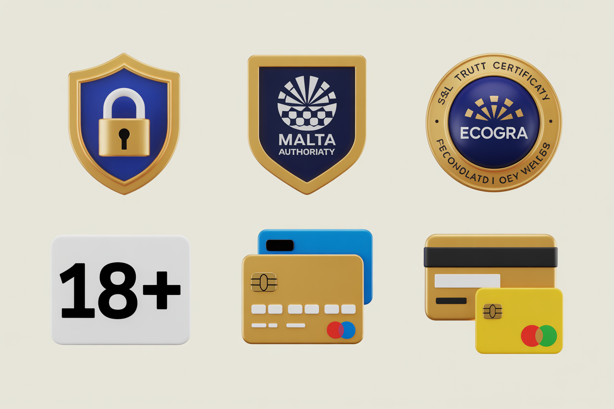 Güvenlik sertifikaları - MGA, SSL, eCOGRA, 18+ lisansları